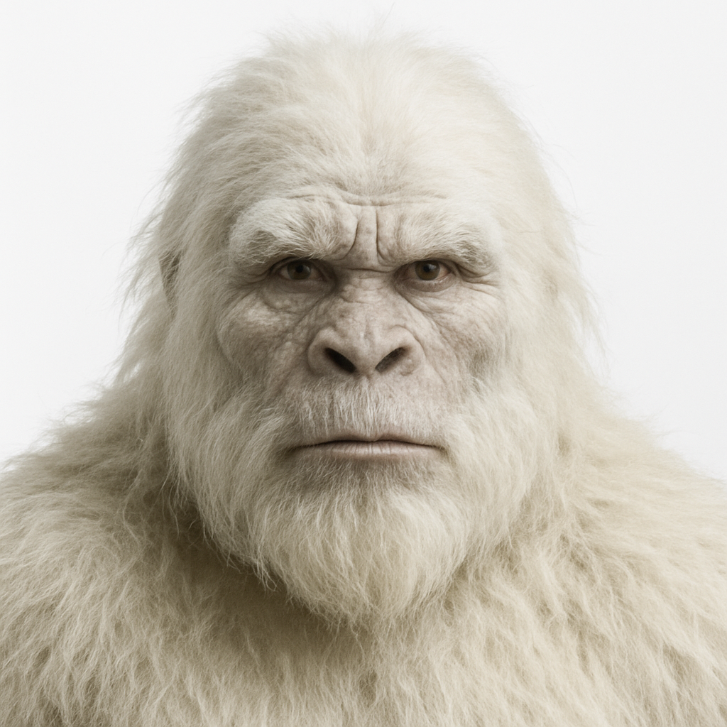 Realistic yeti portrait on white