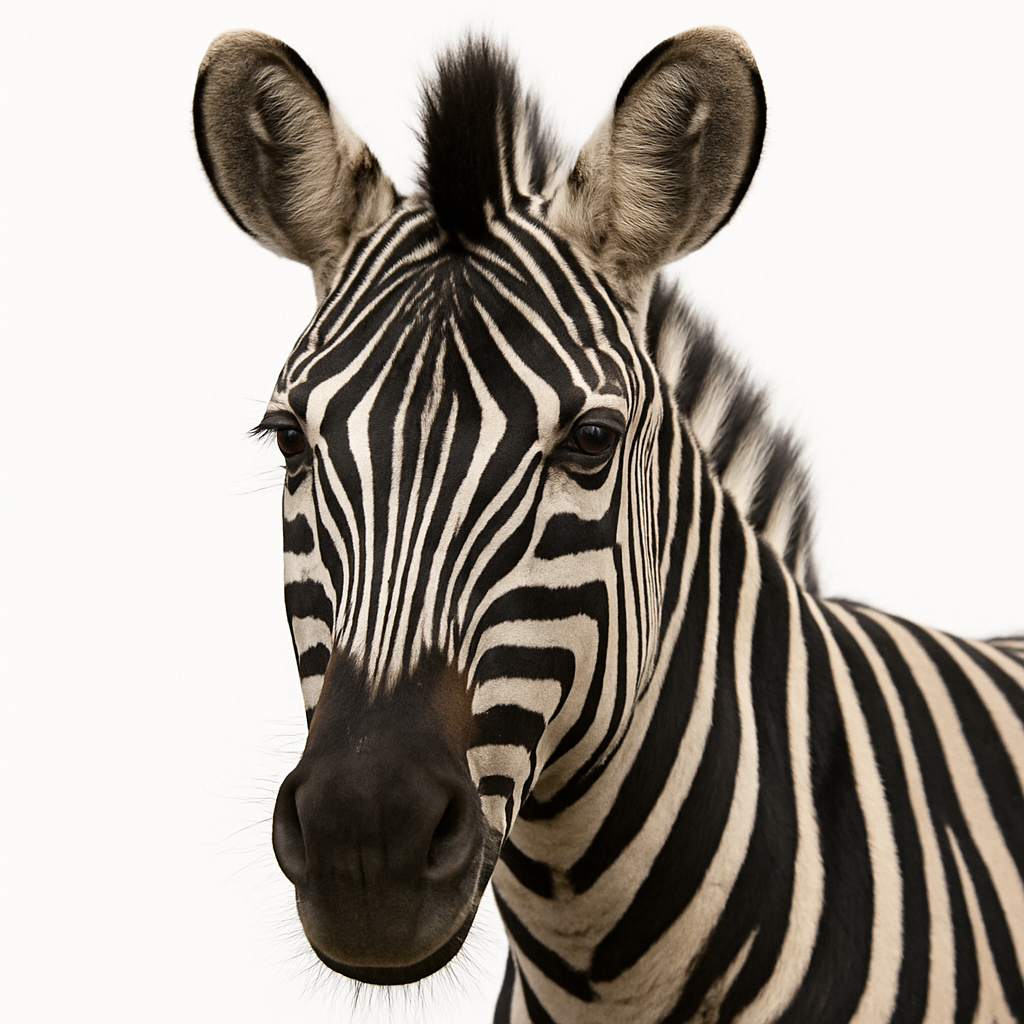 Zebra head with distinctive black and white stripes